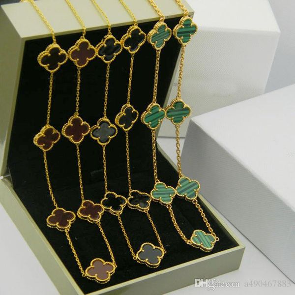 

316l titanium steel gold plated white agate black onyx flower love necklace gold fine natural red agate jewelry for women, Silver