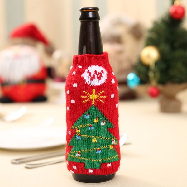 

christmas beer bottle cover snowflake pattern party dinner table bag decoration