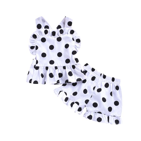 

wholesale 2019 new kids designer clothes girls pure suspender with bottom point shorts and two suits baby girl designer clothes by0961, White