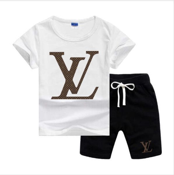 

luivt logo luxury designer little kids sets 1-7t childrens children clothing sets boys girls pure cotton letter childrens sport suits, White