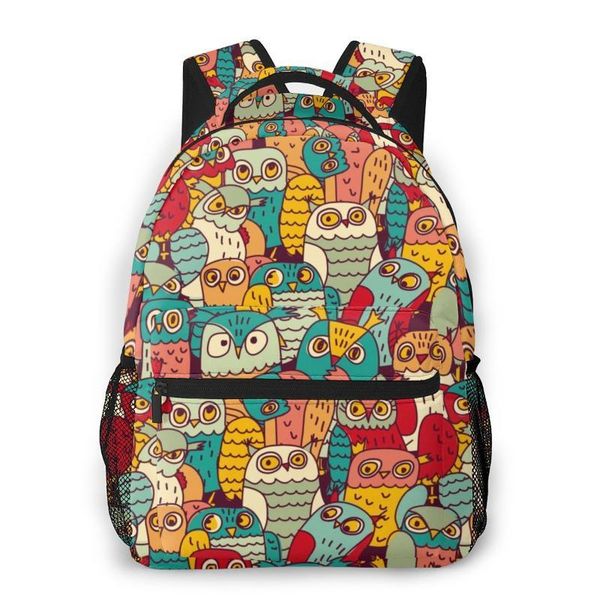 

oln backpack women shoulder bag for teenage girls funny owls group color seamless pattern bagpack female ladies school backpack