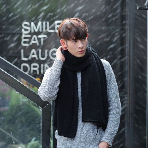 

mens imitation cashmere scarf 2017 new korea women warm autumn winter scarves lovers knitting long large solid scarf wrap, Blue;gray