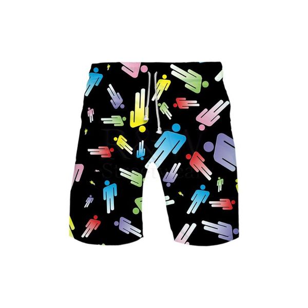 

билли eilish шорты мужчин и женщин летом уличной хип-хоп черный и белый зеленый топ 3d, White;black