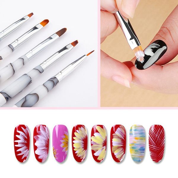 

double head stainless steel light therapy pen nail pen poly gel nail brush pull flower art extension brush, Yellow