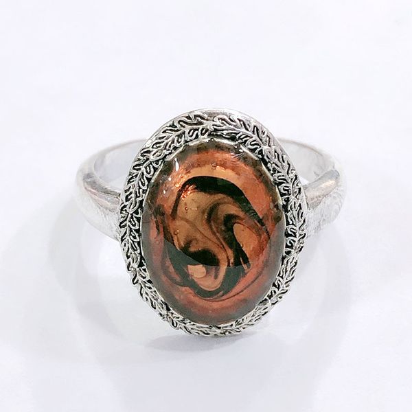 

2020 new retro pattern brown colored glaze european and american fashion wave of men and women ring ring wholesale, Golden;silver