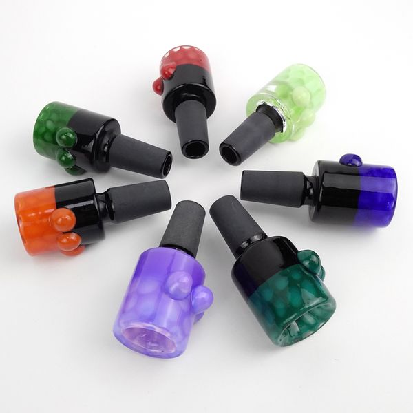 cilindro tigela tigela tigela de vidro Bonz slide 14mm macho verde roxo laranja vermelho vidro em vidro tigela de slide masculino tigela de cilindro com mármores coloridos