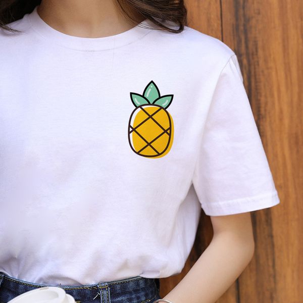 

new pineapple fruits harajuku t shirt women ullzang 90s korean style t-shirt fashion casual tshirt kawaii cartoon tee female, White