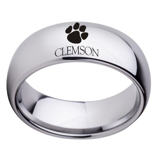 

колледжа клемсон тигры 8мм из нержавеющей стали кольца для женщин мужчины ювелирные изделия браслет монохромный серебро черный золото синий, Silver