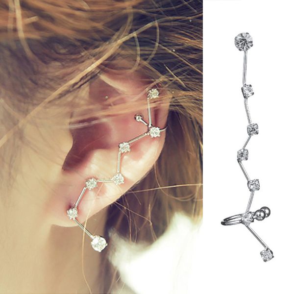 

wedding earring clip fashion jewelry crystal silver beautiful women unique left ear party earrings valentines gift