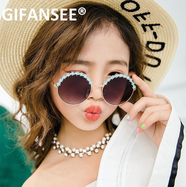 

gifansee round metal frame sunglasses children baby boys girls uv400 kids toddler glasses eyewear shades lacework child goggles dglvr, Blue
