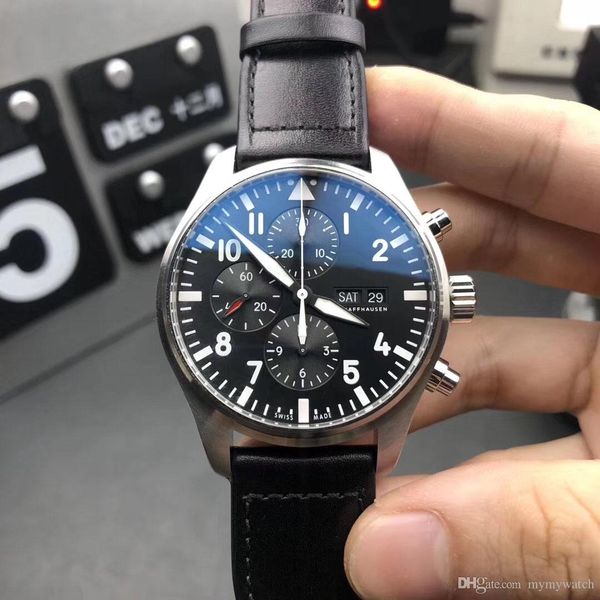 

Zffactory luxury 43mm iw377704 men watche eta 7750 chronograph automatic movement apphire and fa hion men watch