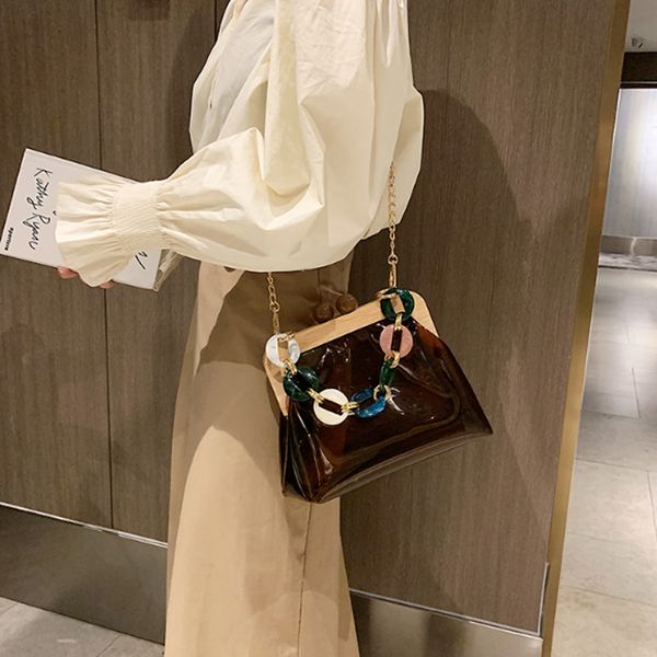 

chain shoulder bag girl messenger handbag new clear bag pvc transparent crossbody women