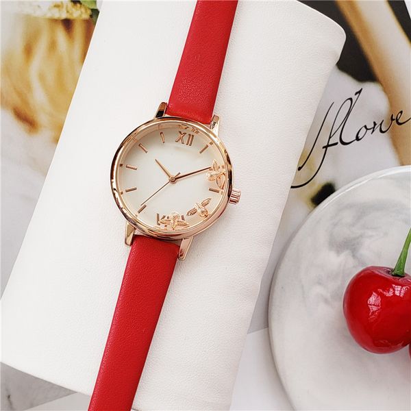 

ob quartz watch butterfly face double-sided glass bees move watches women watch luxury quartz watch business waterproof wristwatch, Slivery;brown