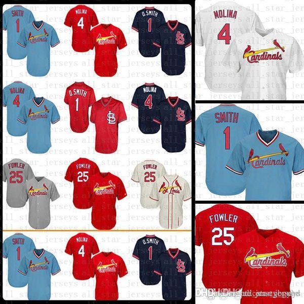 

4 Yadier Molina 25 Dexter Fowler St. Louis Baseball Jersey Cardinals 1 Ozzie 46 Smith Mesh Retro Navy Red Blue Jersey Cool base