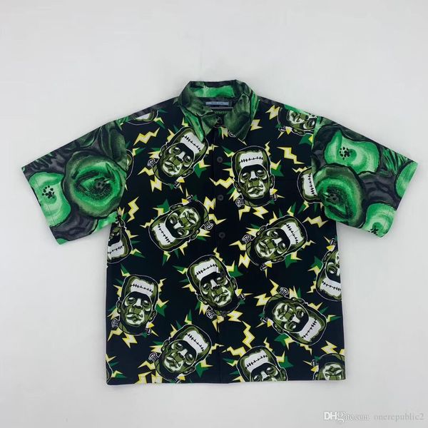 

19ss new prd t-shirt printed green artist frankenstein's monster короткие рукава для мужчин и женщин футболка free ship, White;black