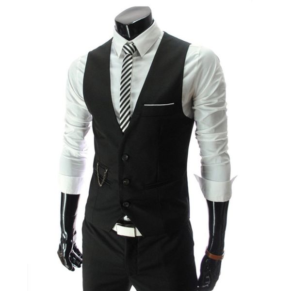 

2018 new men's western decoration v-neck vest male vests men vests mens waistcoat man dress for men homens colete, Black;white
