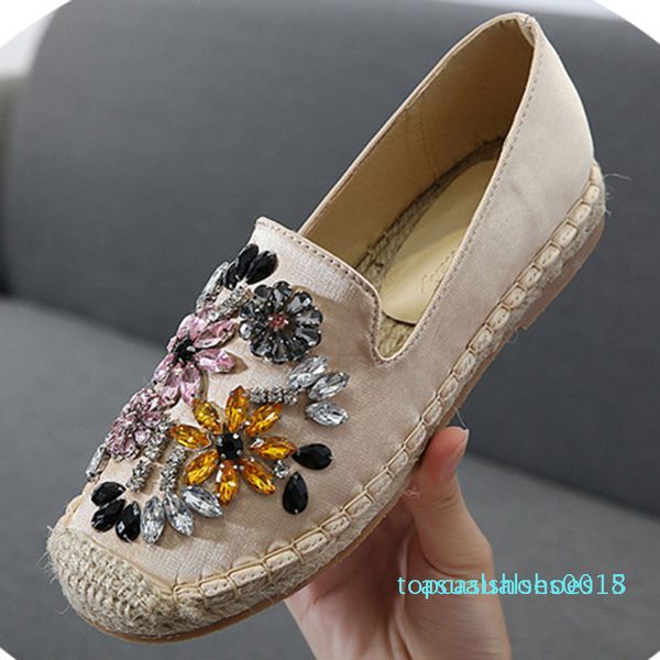 

bling luxury crystal flat heel mules glitter mixed colors flowers loafers knitted fisherman lazy shoes cozy platform flats t18, Black