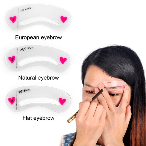 

2019 eyebrow stencils 3 styles diy template makeup tools beauty brow reusable eyebrow drawing guide styles grooming stencil kit with opp