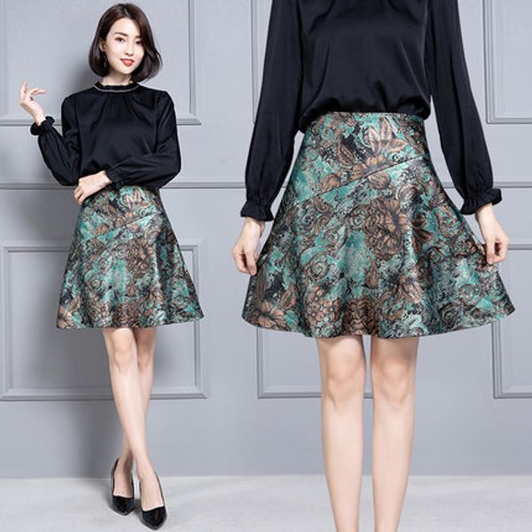 

2019 new fashion genuine sheep real leather skirt k28, Black