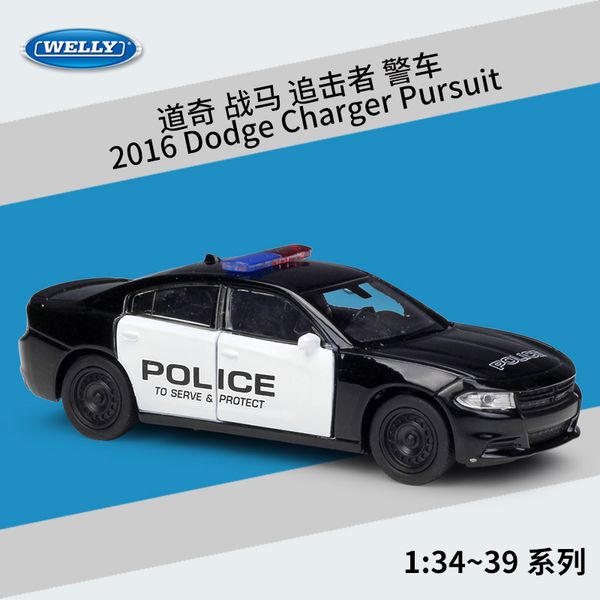 

welly diecast car model toy, dodge charger pursuit police car, high simulation 1:36 scale, for kid birthday gift, collecting,home decoration