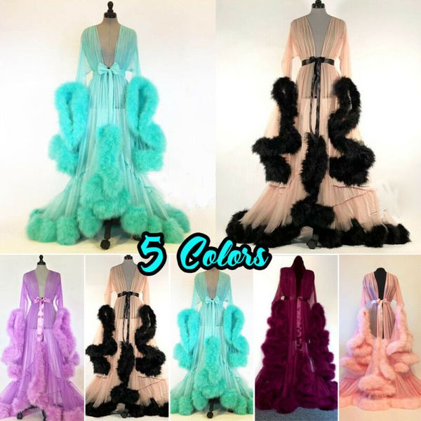 

2019 women long lace robe dressing gown bridal wedding bride bridesmaid chiffon sleepwear, Black;red
