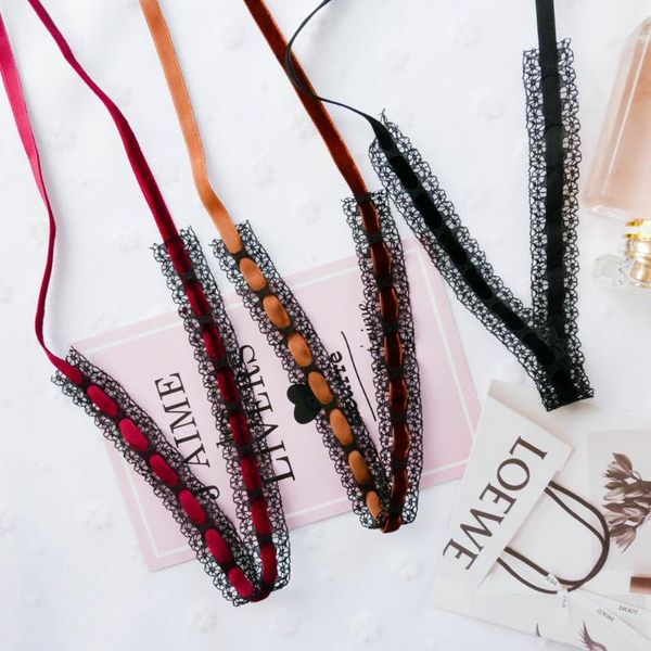 

oumuli figure] korean-style fashion new style short lace necklace women's creative multi-color velvet choker, Black