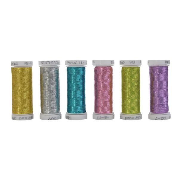 

simthread metallic embroidery thread kit, 200 yards/bobbin - for brother, babylock, janome, singer emb machines, Black;white