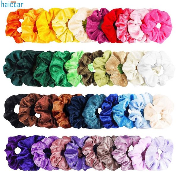 

hair ring headband 40 pcs hair scrunchies velvet elastic bands ties ropes scrun 40 colors head chain rope #20, Brown