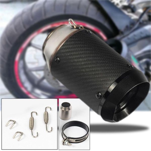 

1pc black/sliver motorcycle 51mm mini exhaust muffler tube pipe carbon fiber welding adapter exhaust tail pipe