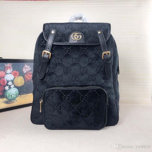 

2020 new fashionable luxury backpack design travel bag luxury design handbag velvet made bronze metal model: 574942 a123