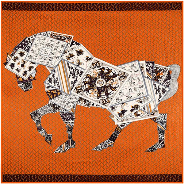 Мода-женщина шелковой шарф 28 Mmize Horse Flying Poker Horse Simulation мода шелковые квадратные шарфы, солнцезащитные кремни