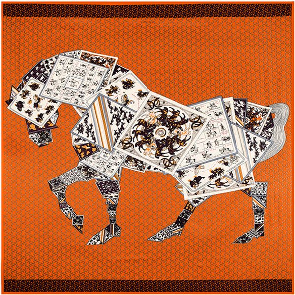 

fashion-woman silk scarf 28 mmize horse flying poker horse simulation fashion silk square scarves womans sunscreen shawl, Blue;gray