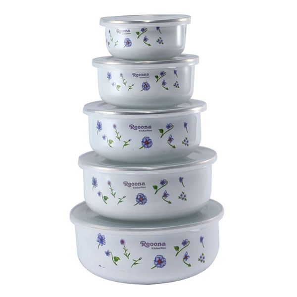 

5шт / комплект эмаль cold storage bowl instant лапша райс чаша свежий bowl box пломба с крышкой pp
