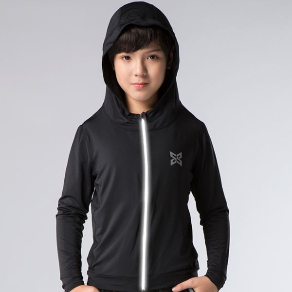 

children running jacket coat sweaters hoody sports jogging jogger training fitting fitness exercise shirt gym long sleeve jacket, Black;red