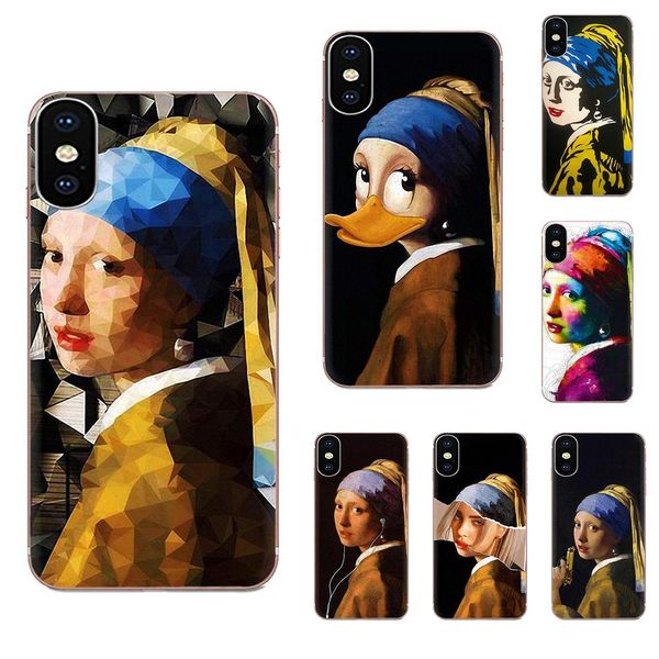 

пользовательский для huawei p7 p8 p9 p10 p20 p30 lite mini plus pro y9 prime p смарт z 2018 2019 силиконовая кожа дело девушка с жемчужной с