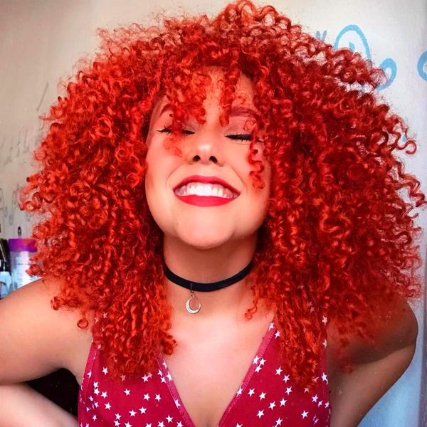 

красного плетение волос синтетического фронт шнурок парик afro kinky завитых кружева парики волос теплостойкие синтетический волос косплей п, Black