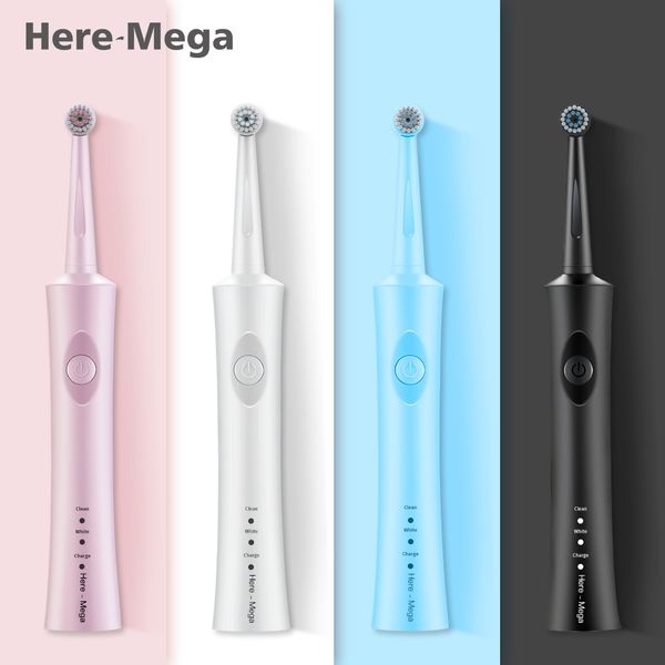 

here-mega rotating electric toothbrush vibrating rechargeable replaceable tooth brush heads teeth brush whitening usb r02