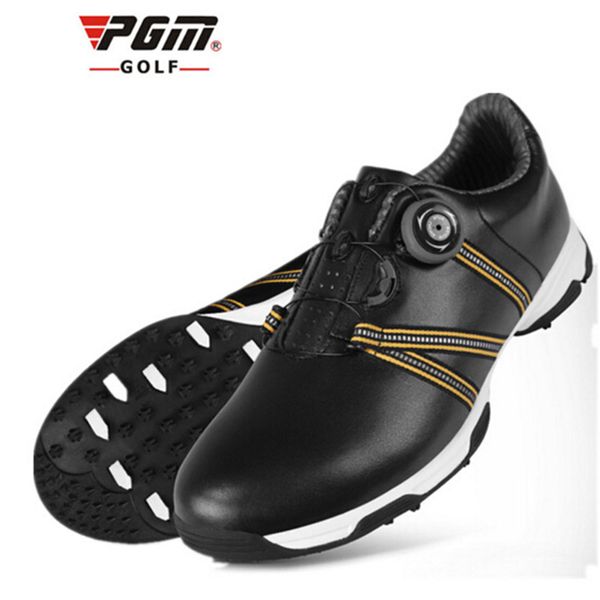 

men genuine leather golf shoes buckle rotating shoes lace waterproof sneakers breathable skidproof spikes golf 51041