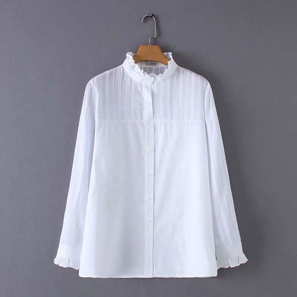 

plus size women blouse striped long sleeve women cotton white shirts blouse