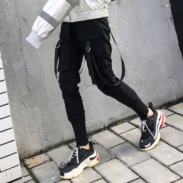 

streetwear casual stretch high waist solid big pocket pants 2019 hip hop cargo jogger women pencil pants bottom s-3xl, Black;white