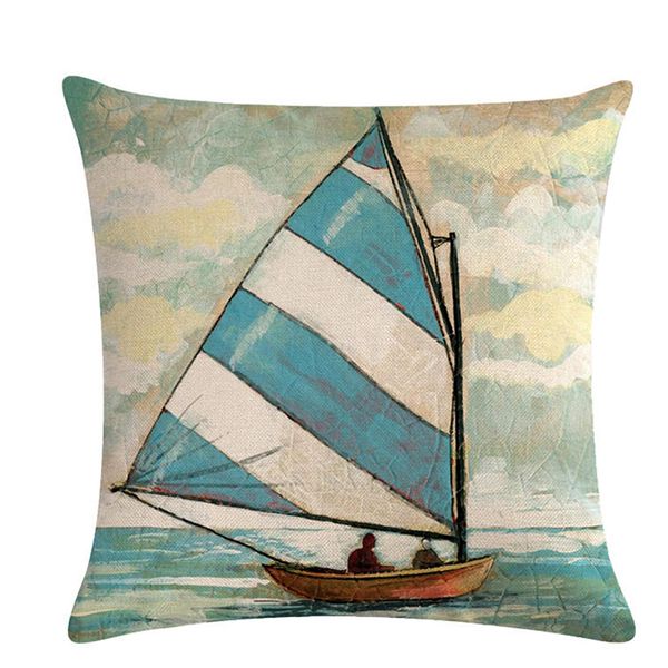 

hand painted sailboat pattern cushion cover cushions for sofa linen pillowcase pillow cover vintage couch throw pillowscase