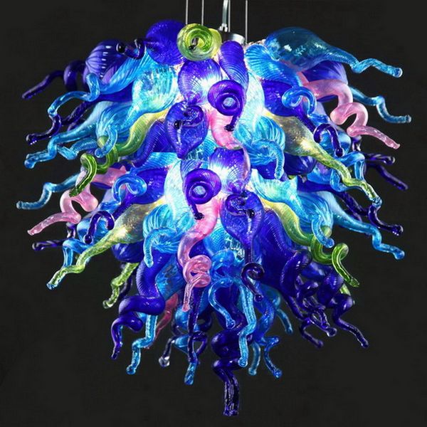 

l home decor hanging chandelier lighting colorful led light source wholesale price murano glass pendant lamp