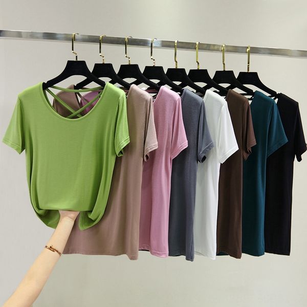 

modal women's 2020 thin base back ice silk t-shirt jacket jacket short sleeve slim loose t-shirt fashion, White