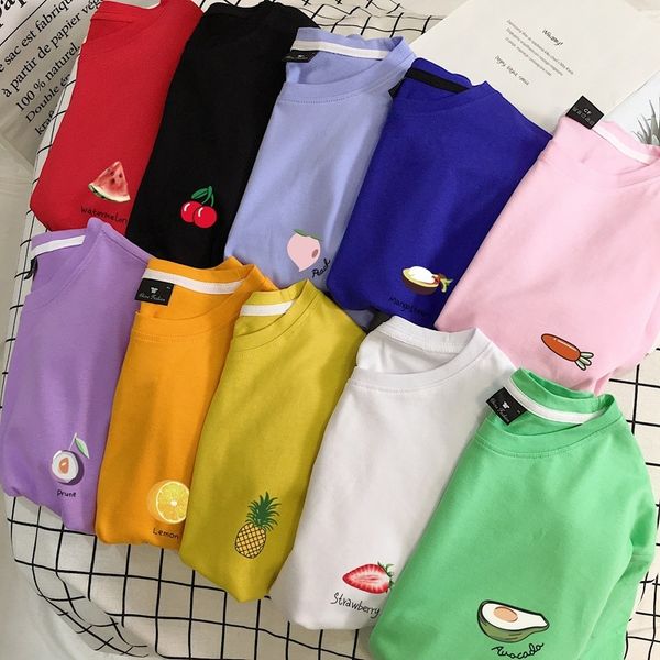 

cotton short-sleeved for students in summer 2020 loose large-size casual outerwear all-match avocado green t-shirt t-shirt, White