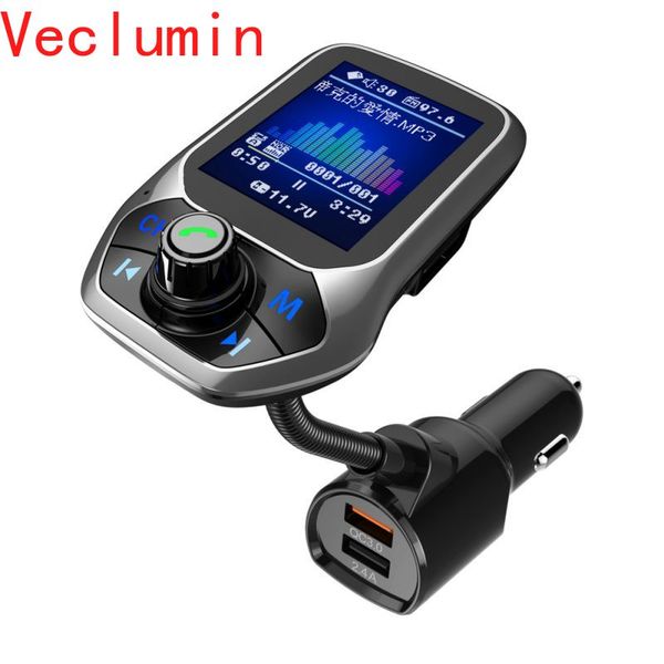 

t43 dual usb charger color screen fm transmitter wireless bluetooth handscar kit 360 rotatable car mp3 audio with 5v 3.1a