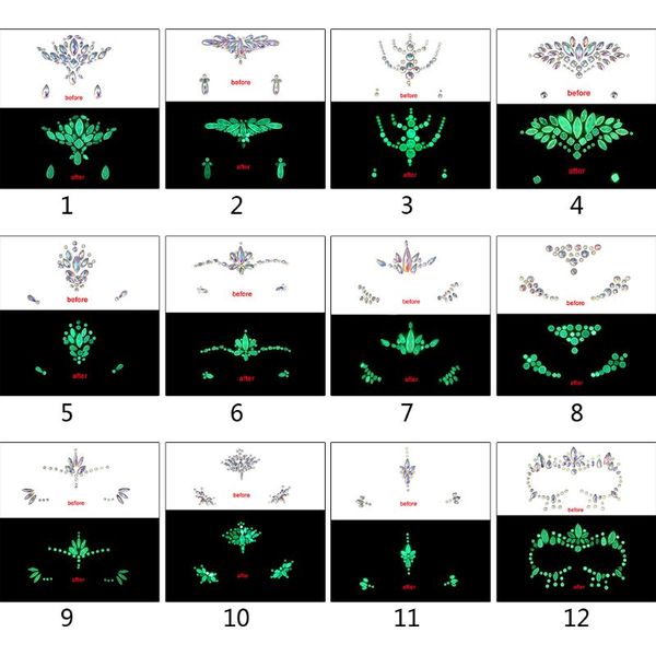 

luminous headpiece forehead sticker glitter gems hair face body shining temporary jewelry accessories festival dress up, Blue;slivery