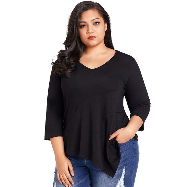 

fashion women 2018 autumn long sleeve irregular hem cotton shirts casual loose blusas plus size, White