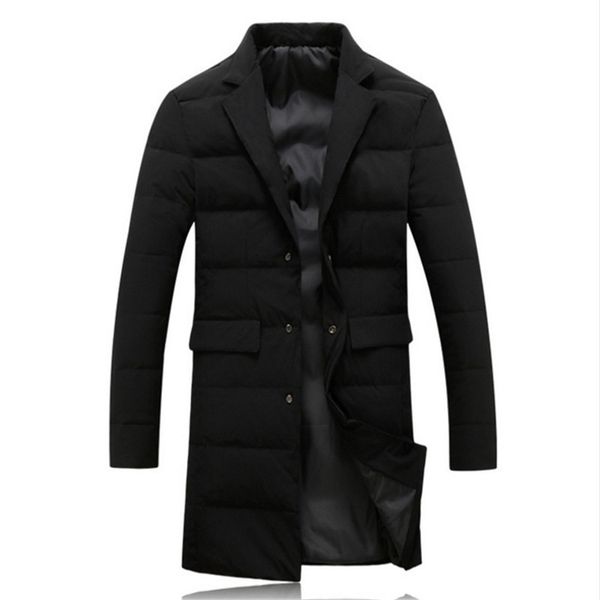 

male winter fashion down jacket long style parka thicken 80% white duck down jakcets men full size m-5xl men stylish coat, Black