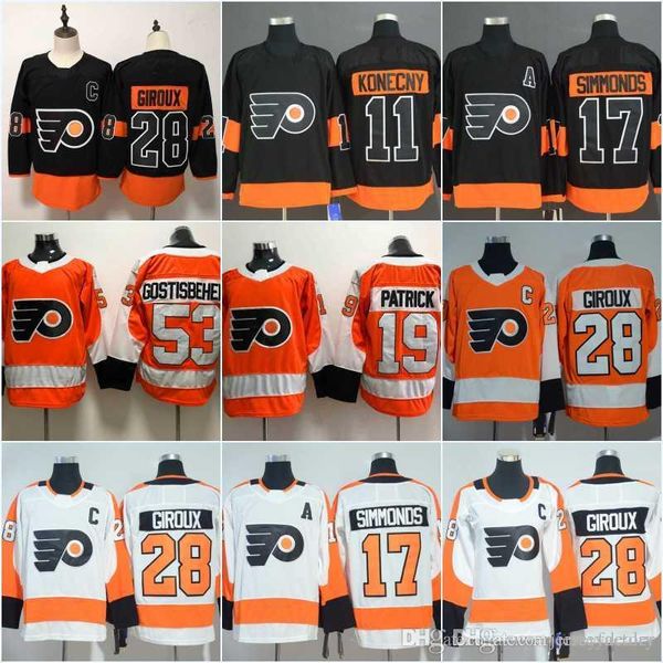 

28 Claude Giroux Philadelphia Flyers Jersey 11 Travis Konecny 17 Wayne Simmonds 53 Shayne Gostisbehere 19 Nolan Patrick Hockey Jerseys