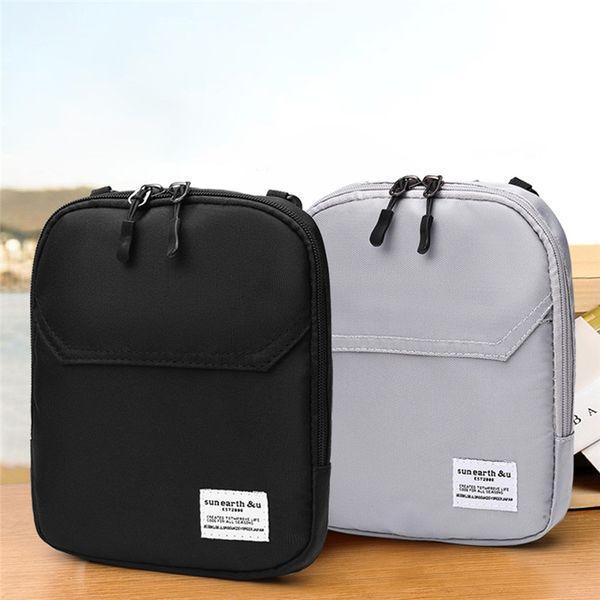 

neutral nylon pure color zipper shoulder bag fashion man chest business messenger bag mens multifunction crossbody bolsa